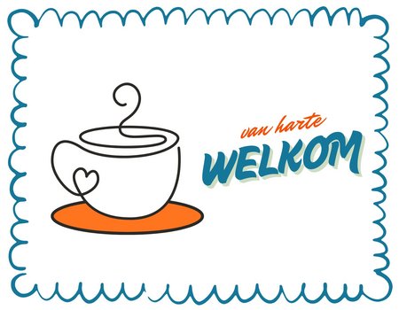 illustratie welkom met kop koffie