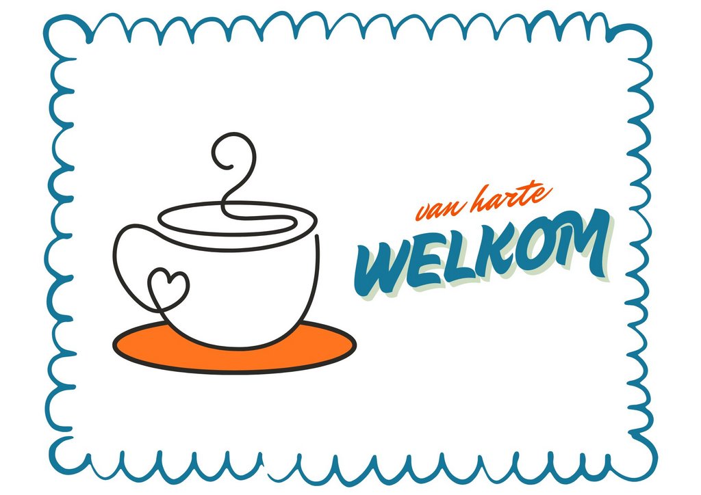 illustratie welkom met kop koffie
